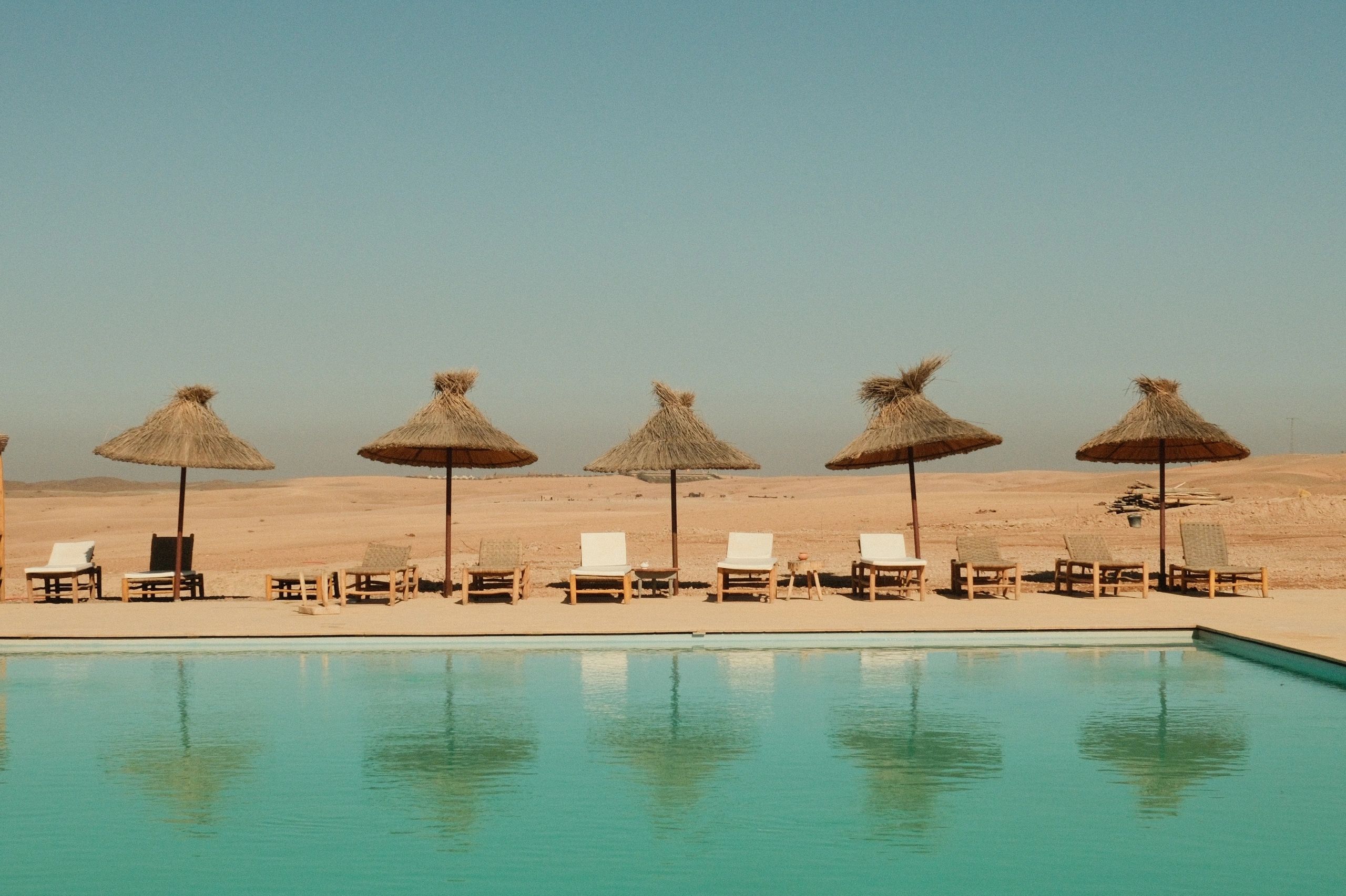 Luxury hotel pool and exterior view
